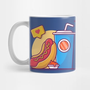 Hot dog, soda And Ketchup Cartoon Vector Icon Illustration Mug